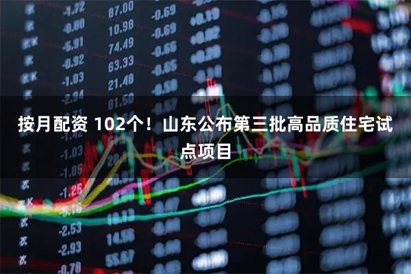 按月配资 102个！山东公布第三批高品质住宅试点项目
